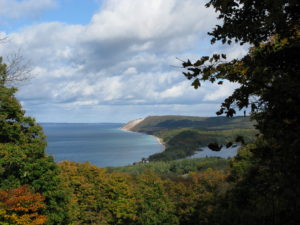 The view from the trail near Sleeping Bear Dunes